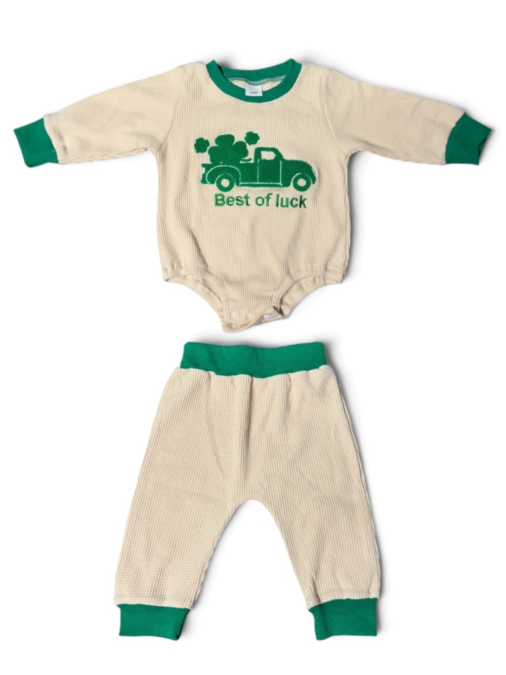 Baby Boy St Patrick's Day Outfit 3-6M Best of Luck Romper Pants